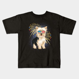 Cool Dog USA flag Patriotic 4th July independence day coolest shirt for july forth Kids T-Shirt